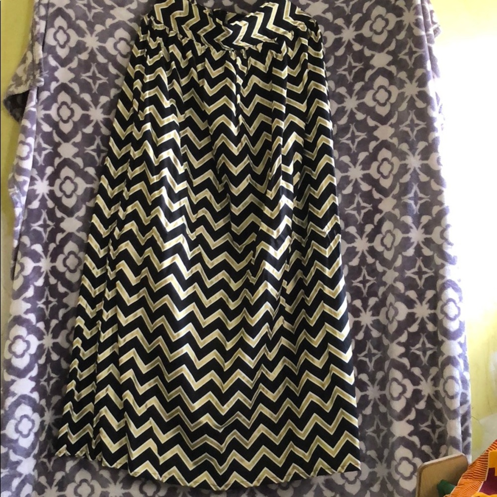 Black and gold chevron maxi skirt